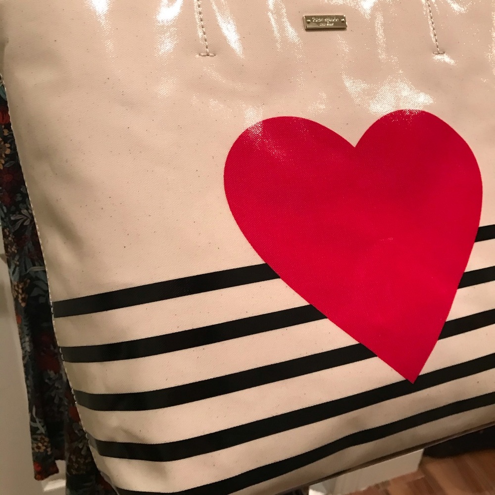 Kate Spade Yours Truly Heart Stripe Tote handbag - Picture 3 of 8